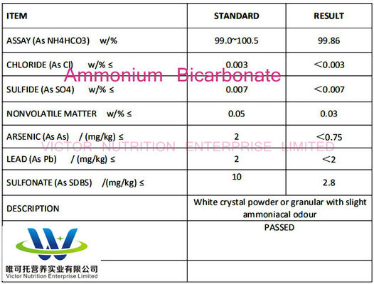 Ammoniumbikarbonat CH5no3 Lebensmittelzufuhrmittel Backmittel Schwellmittel CAS 1066-33-7
